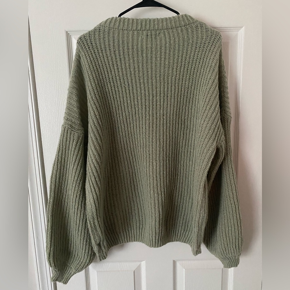 Worn Once - Pretty Garden Balloon Sleeve Sage Green Sweater XL - Picture 3 of 3